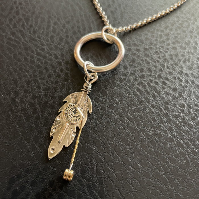 Feather Necklace with played string